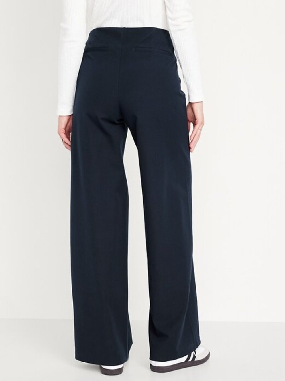 Old Navy Pixie High-Waisted Pull-On Wide-Leg Trouser Pant Navy Medium Tall Long